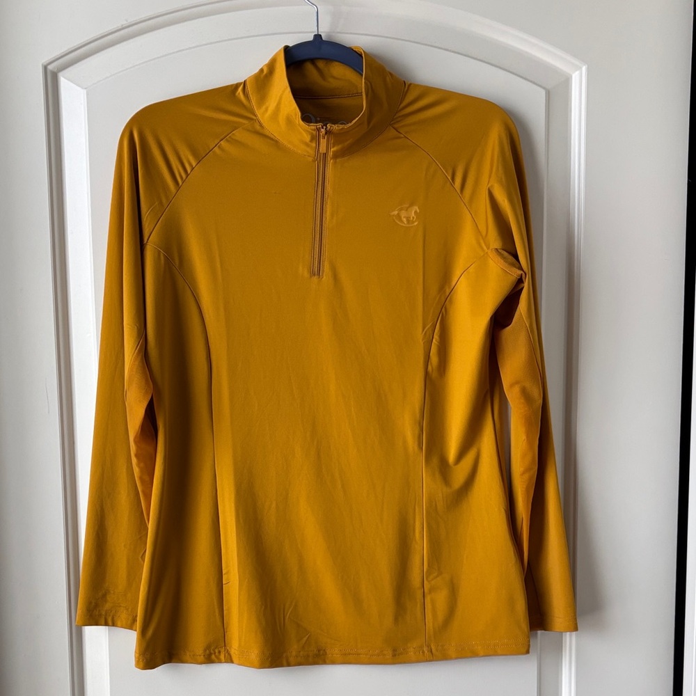 SmartPak Equine Piper SmartCore Sun Shirt 1/4 Zip- M- Amber Gold w/ Mesh Sleeves